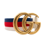 Gucci Canvas Striped 'Marmont' Belt - 36