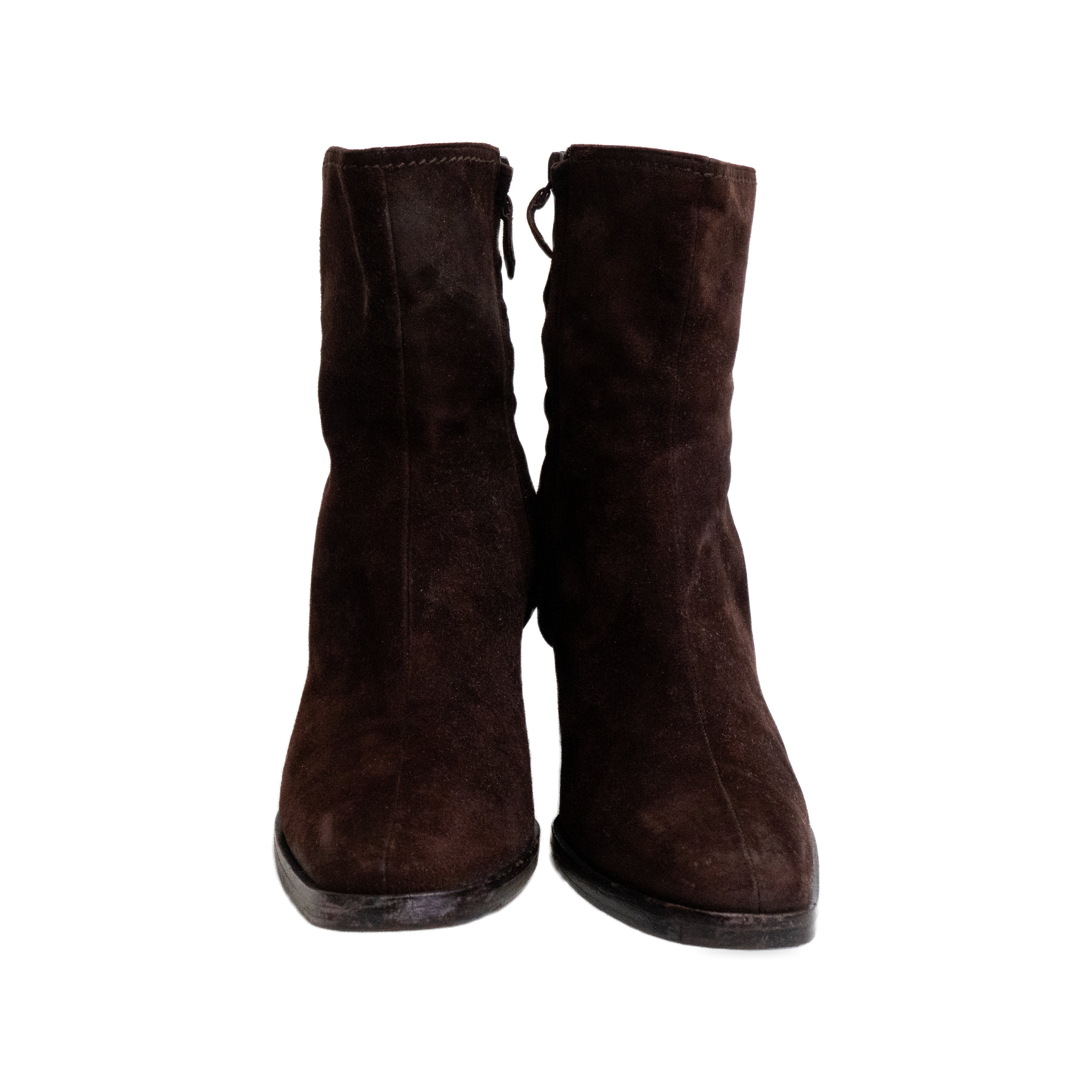 Hermes Brown Suede Ankle Boots front