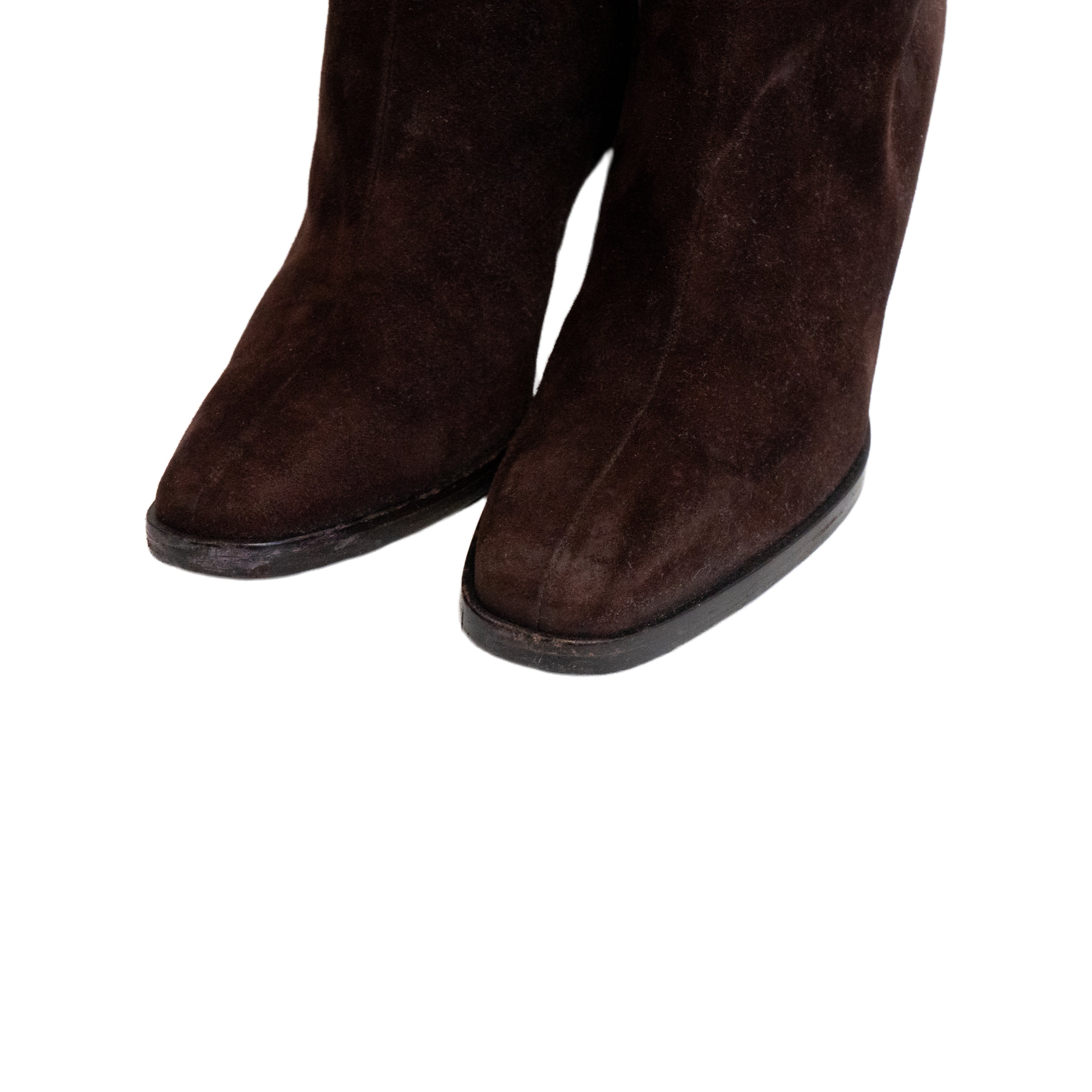 Hermes Brown Suede Ankle Boots front detail