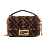 Fendi 'Zucca Shearling Mini Baguette' Bag