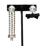 Miu Miu 'Crystal Bow & Tassel Asymmetrical' Clip-On Earrings