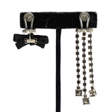 Miu Miu 'Crystal Bow & Tassel Asymmetrical' Clip-On Earrings