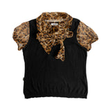 Moschino Silk Leopard Shirt with Black Vest - Women's 12