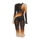 Mugler 'Ombre' Ruched Midi Dress - Women's 44