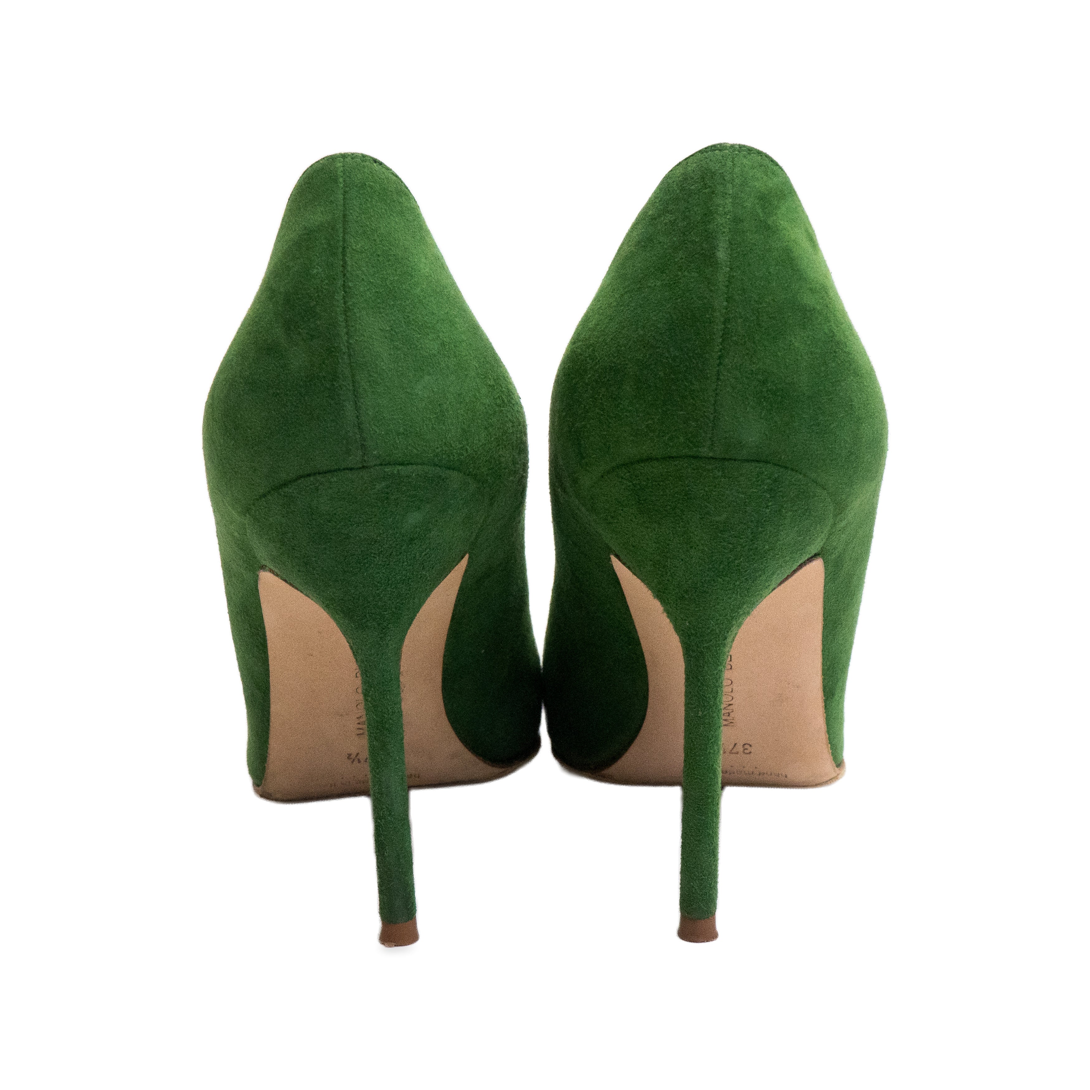 Manolo Blahnik Green Suede Pumps back