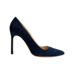 Manolo Blahnik Navy Suede Pumps side