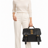 Mulberry black Ted messenger bag carried on model