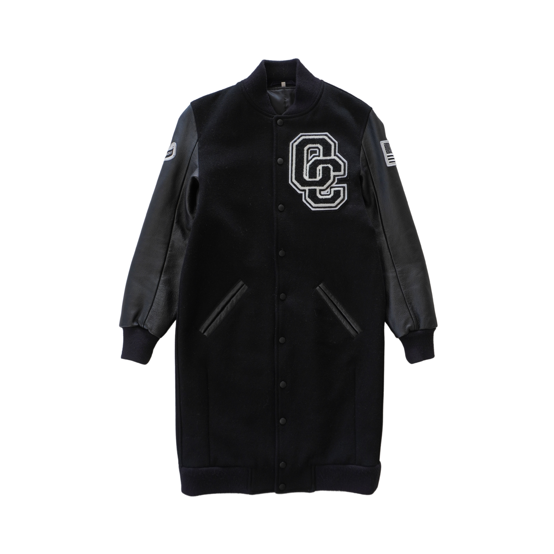 OPENING CEREMONY メンズ ロングスタジャン ブラック L OPENINGCEREMONYblackleatherlon