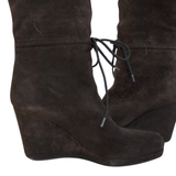 Prada Shearling Trim Wedge Boots - Women's 39.5