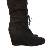 Prada Shearling Trim Wedge Boots - Women's 39.5