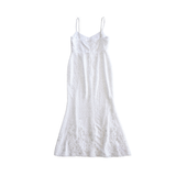 Self Portrait 'White Beaded Sequin' Maxi Dress - Women's 10