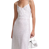 Self Portrait 'White Beaded Sequin' Maxi Dress - Women's 10