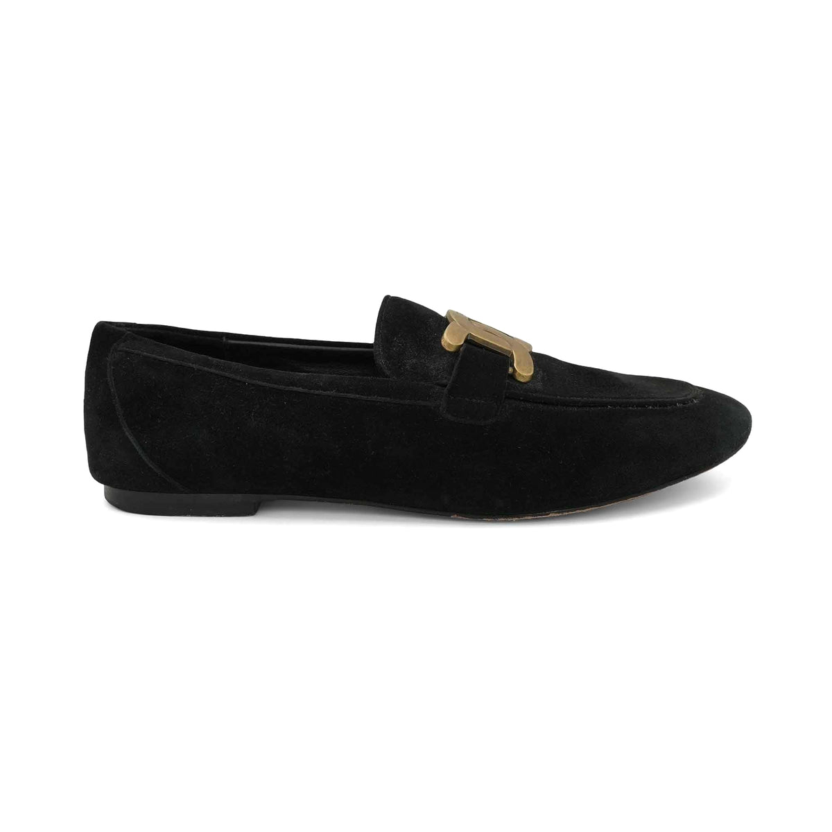 Tod’s Black Suede Loafer with Sleek Side Buckle Size 8 Tods Leather T-Buckle Driving Loafers – Bluefly main image 4