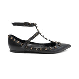 Valentino 'Rockstud Noir' Caged Ballerina Flats - Women's 39