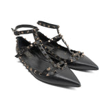 Valentino 'Rockstud Noir' Caged Ballerina Flats - Women's 39