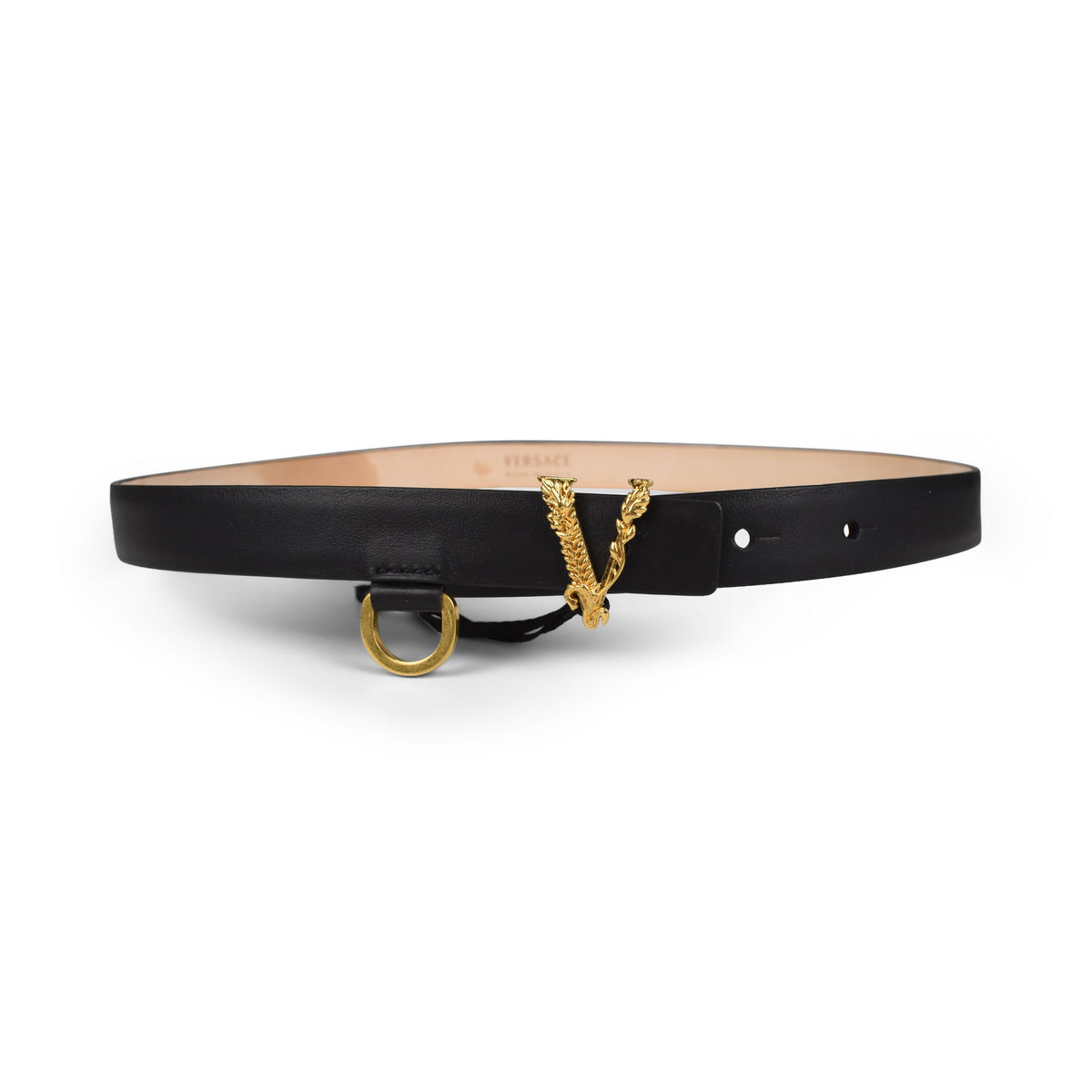 NEW WITH TAGS - VERSACE Virtus Silver Logo Belt Black - size 75/30 Chrome Logo Belt main image 4