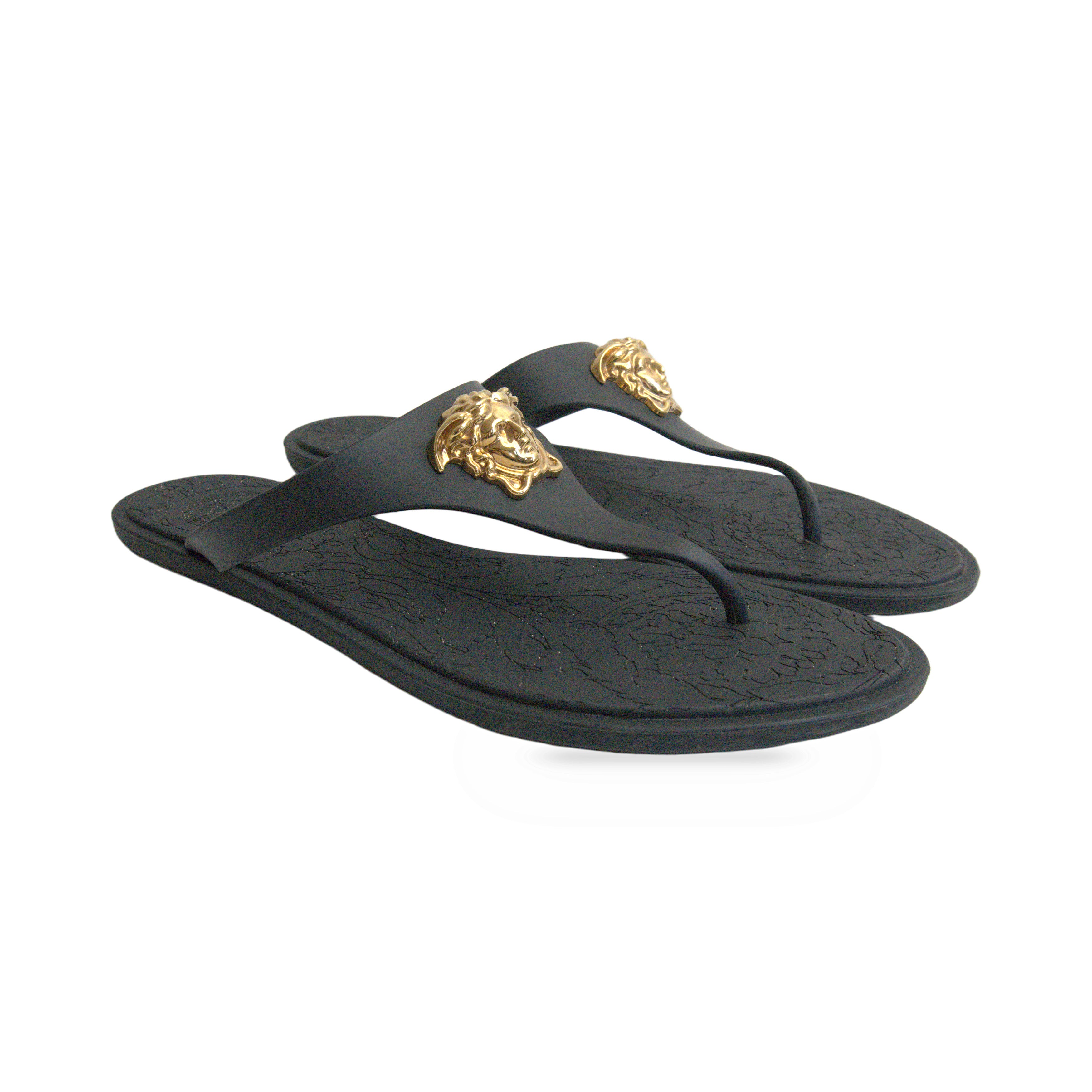 Versace Black Medusa Sandals three quarter