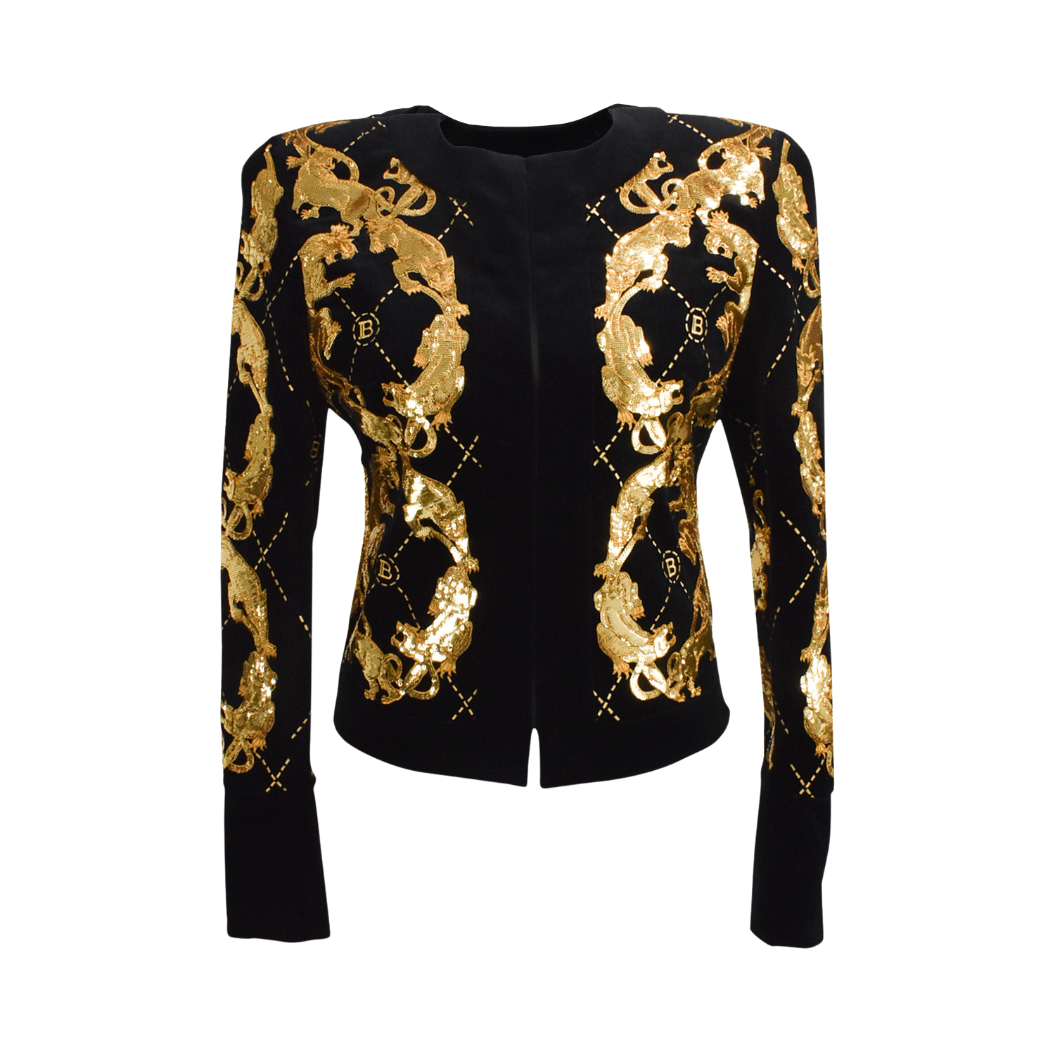 Pierre Balmain Black & Gold Embellished Down Silk Bomber Jacket XS Pierre  Balmain | TLC