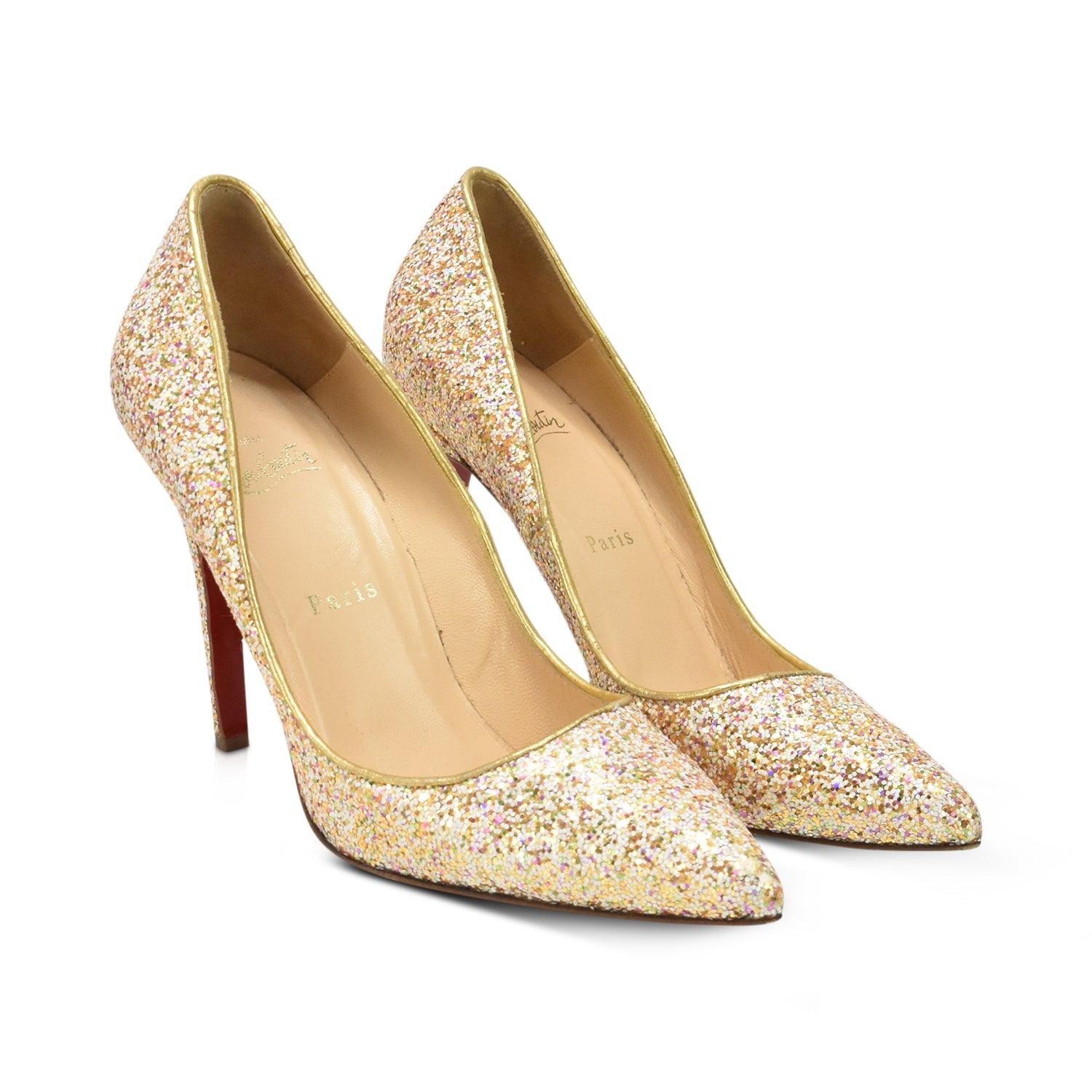 Christian louboutin gold glitter heels sale