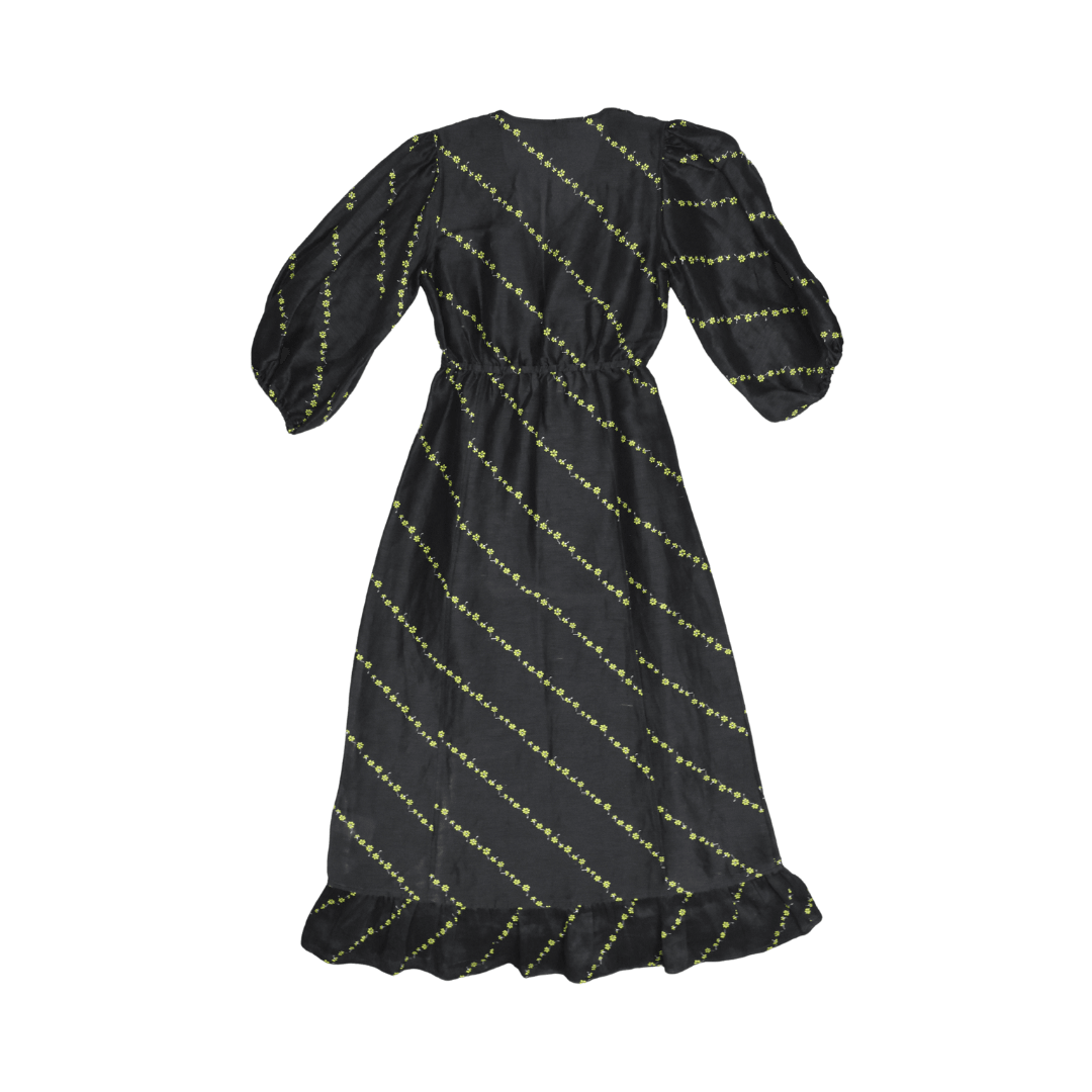 ganni silk linen dress Ganni Silk Linen Dress in Black