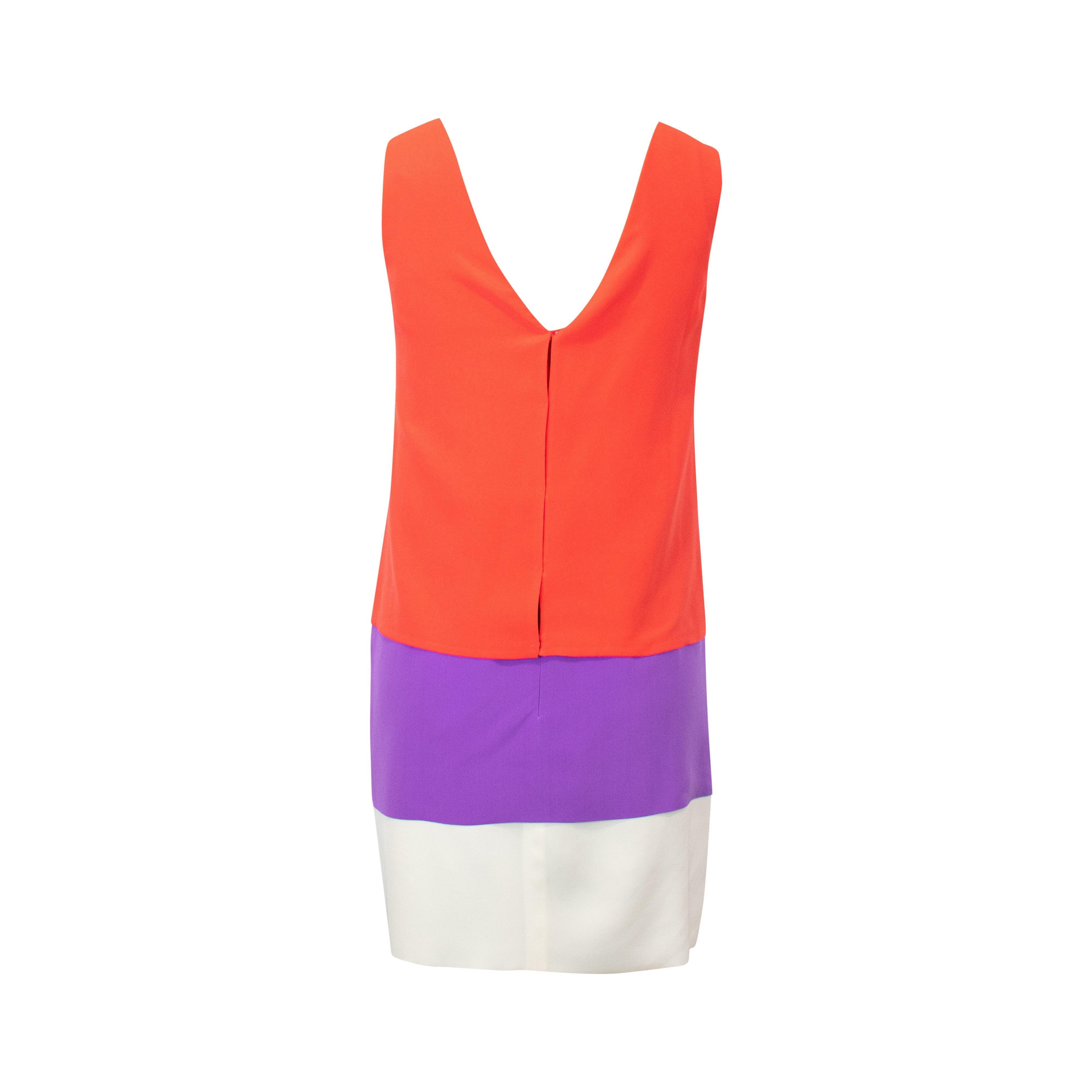 gucci purple orange dress GUCCI S/S 2011 Purple Orange Color Block Knotted Midriff Cutout Cocktail Dress at 1stDibs
