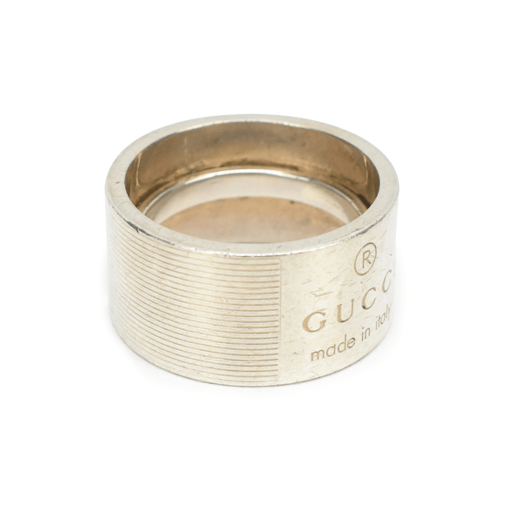 GUCCI・ring Gucci Interlocking G Blue Enamel Silver Ring Size 7.5