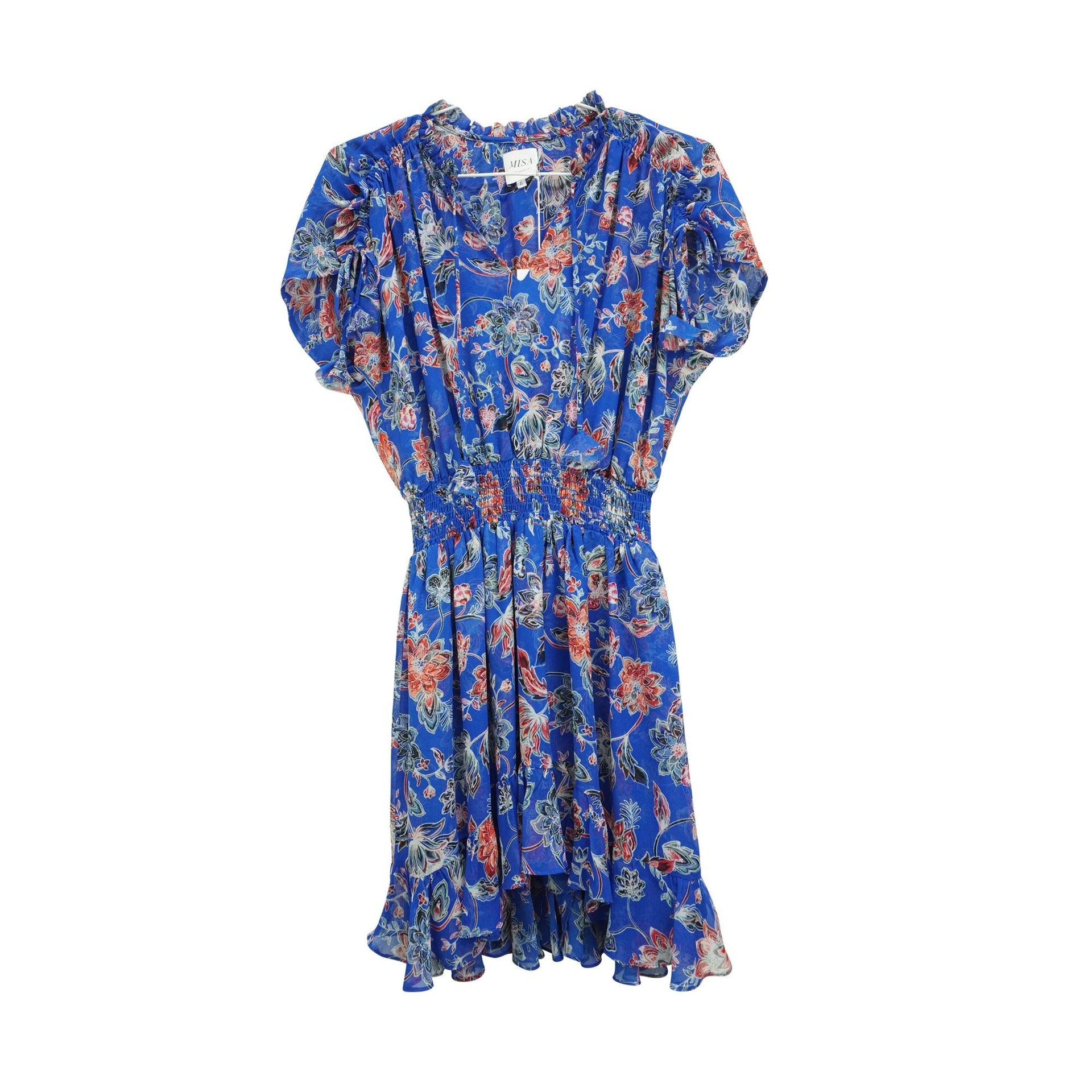 blue racer back dress Mariposa Dress, Azure Flora – Monkee's of the West End main image 0
