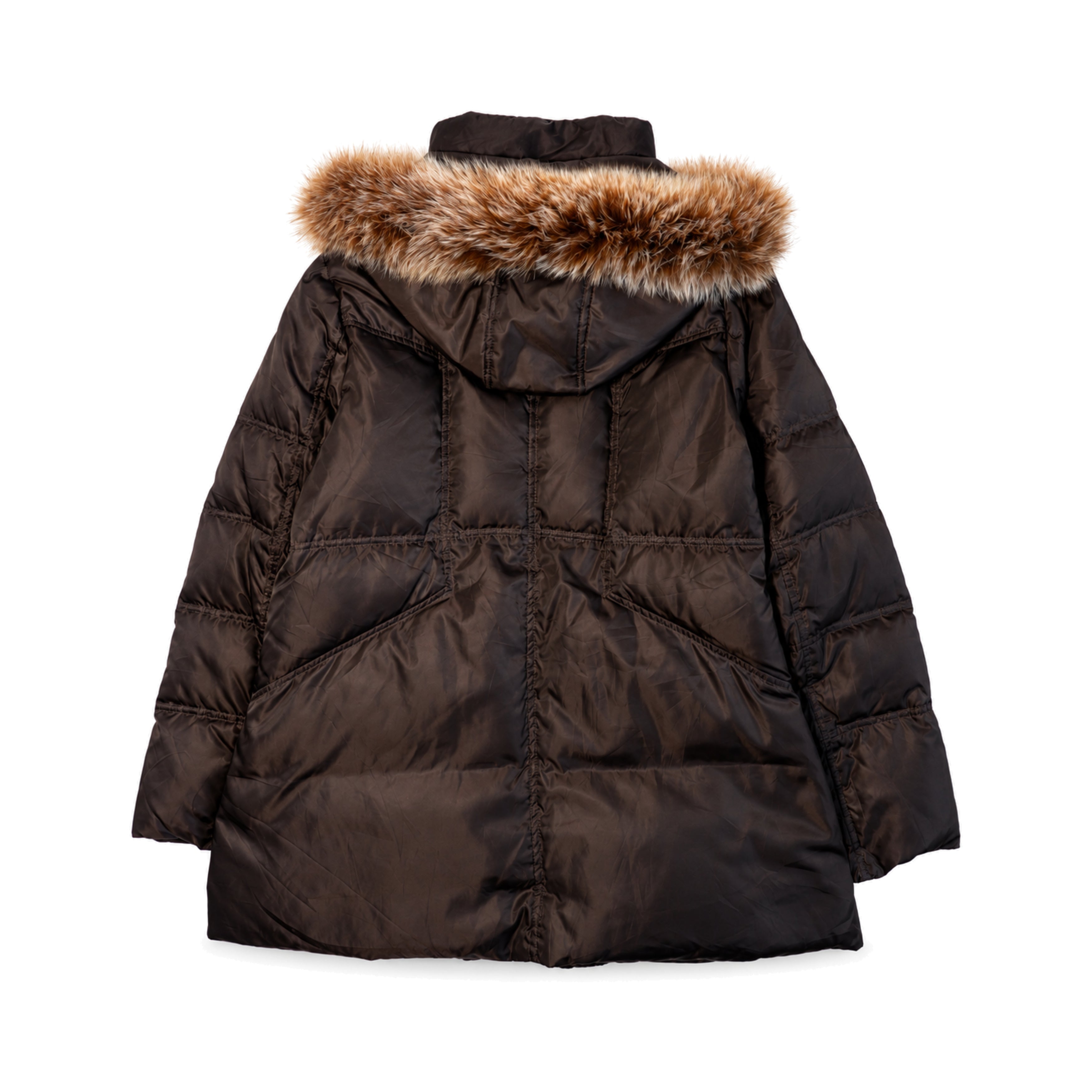 Balmain Brown Fur Trim Parka back
