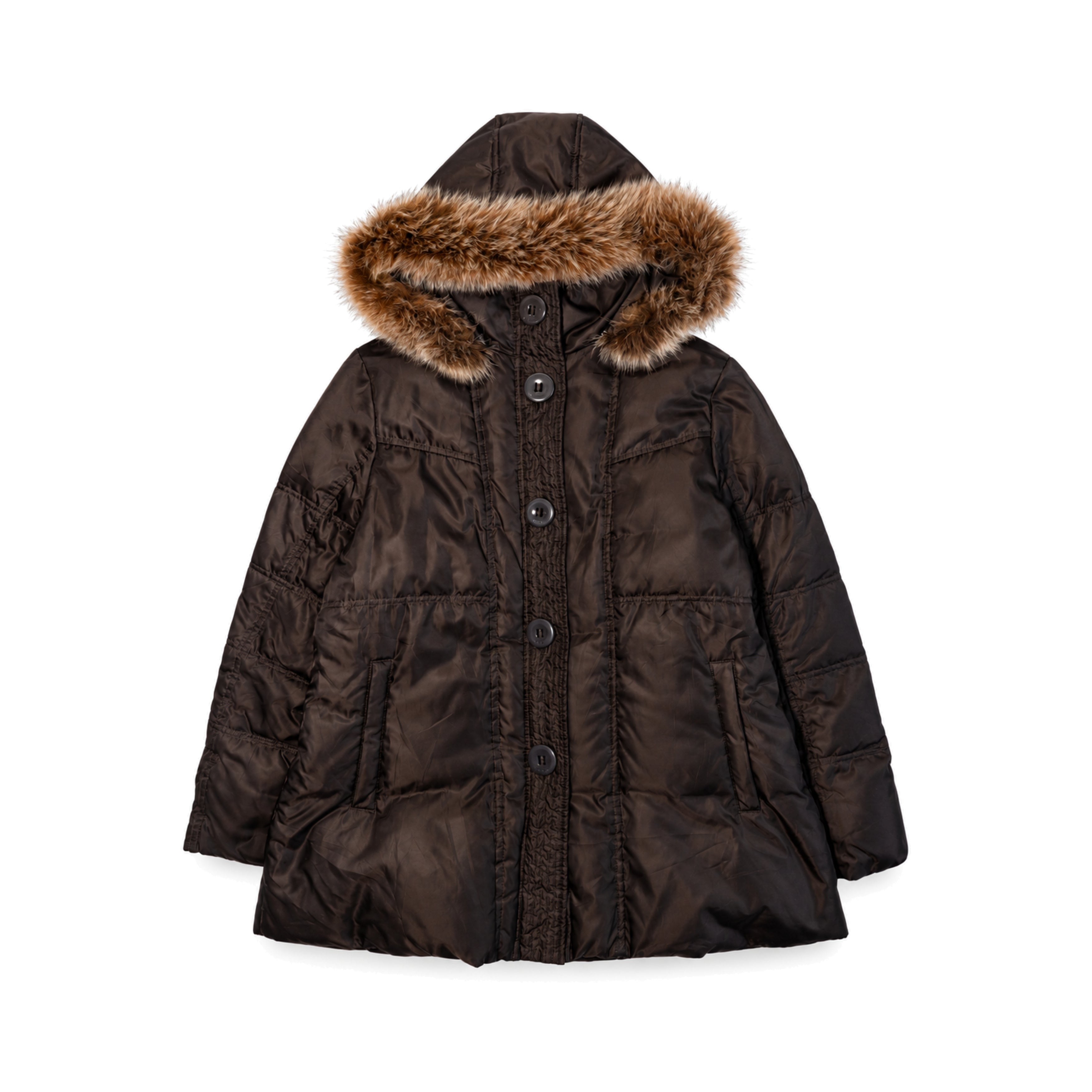 Balmain Brown Fur Trim Parka front