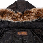 Balmain Brown Fur Trim Parka label detail