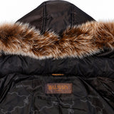 Balmain Brown Fur Trim Parka label detail