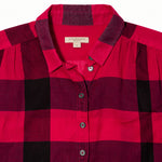 Burberry Red Black Check Shirt label detail