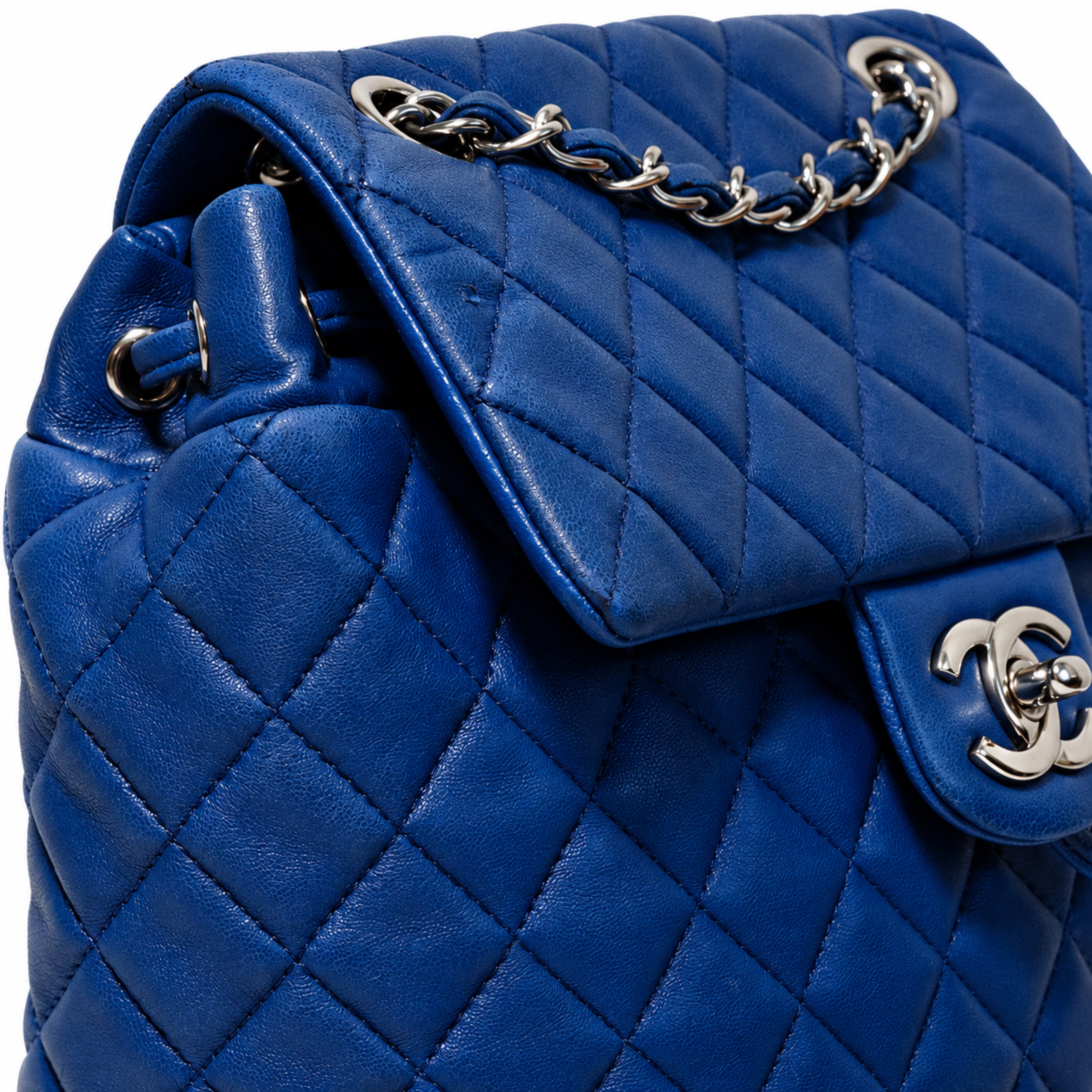 Chanel Blue Quilted Leather Backpack detail 1