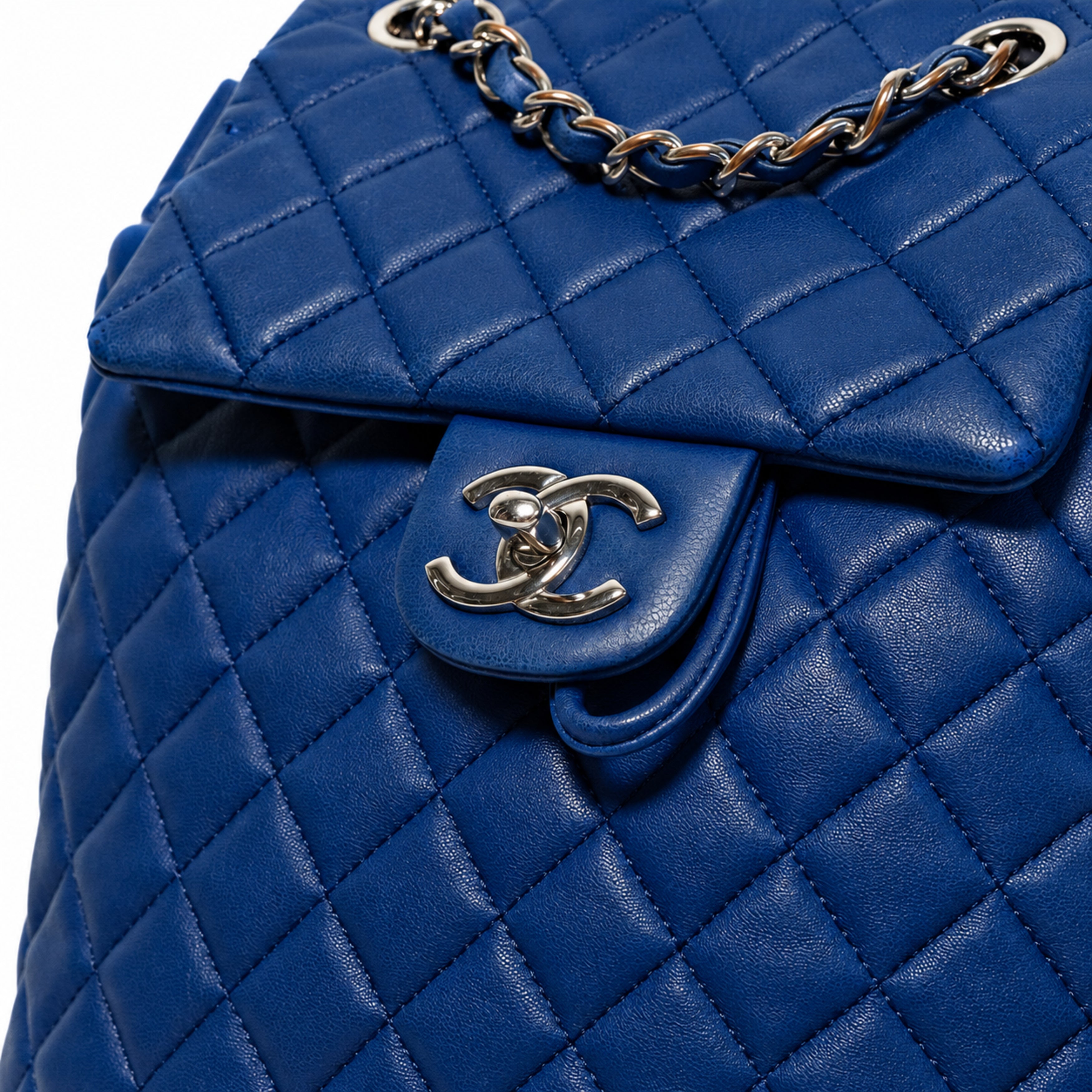 Chanel Blue Quilted Leather Backpack detail 3