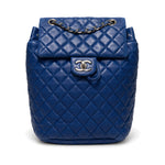 Chanel Blue Quilted Leather Backpack front