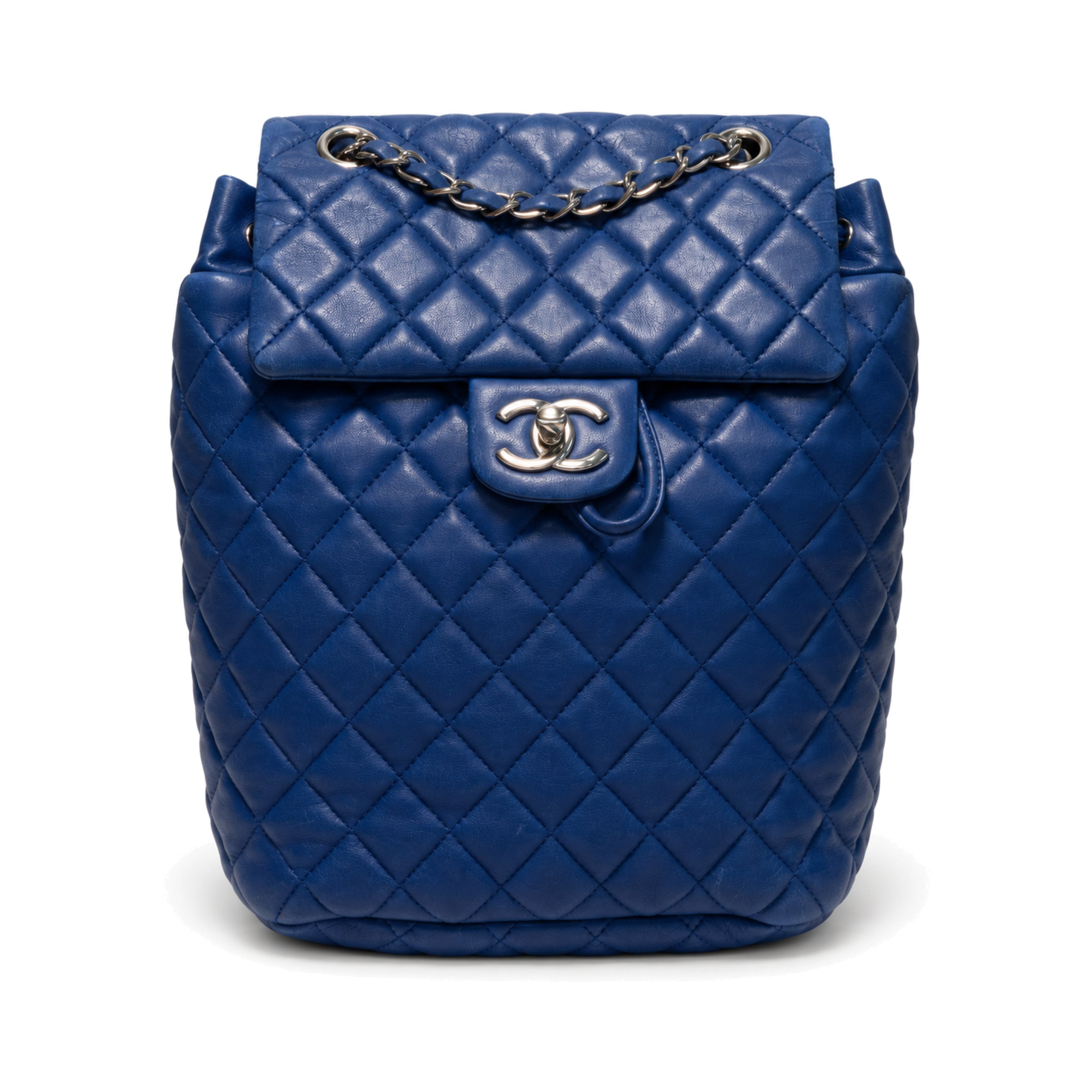 Chanel Blue Quilted Leather Backpack front