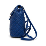 Chanel Blue Quilted Leather Backpack side left