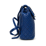 Chanel Blue Quilted Leather Backpack side right