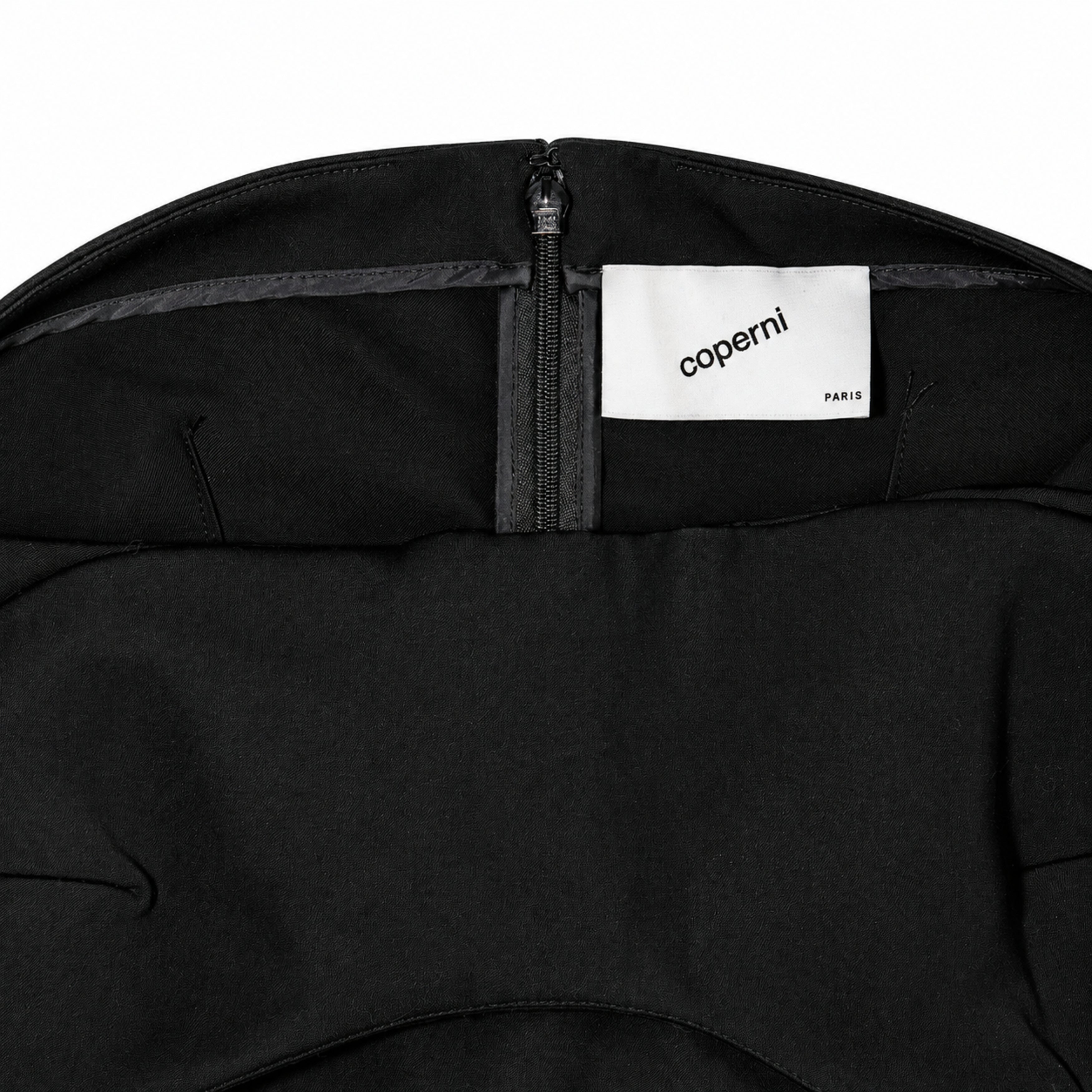 Coperni Black Asymmetric Dress label detail