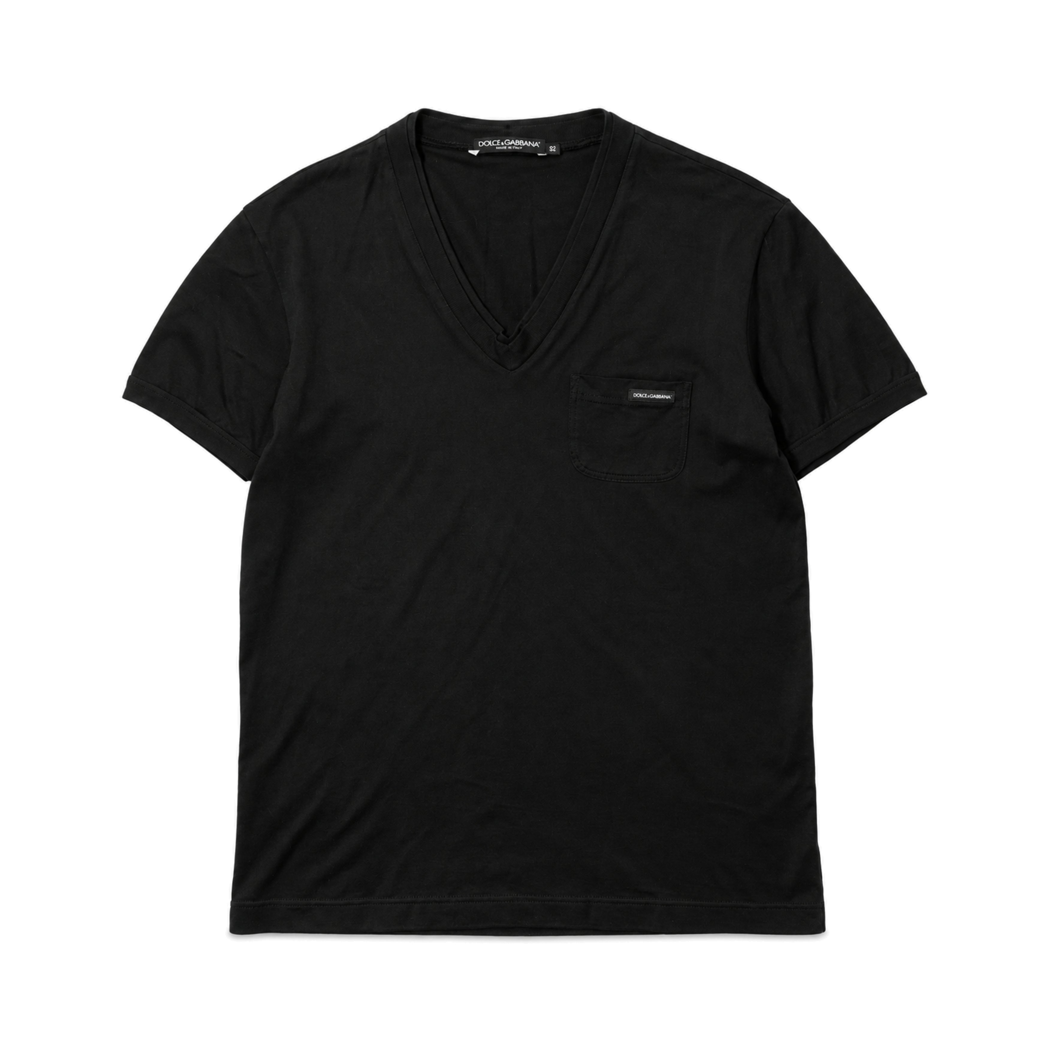 Dolce and Gabbana Black V Neck T Shirt front