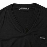 Dolce and Gabbana Black V Neck T Shirt label detail