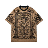 Dolce and Gabbana Tan Black Printed T Shirt front