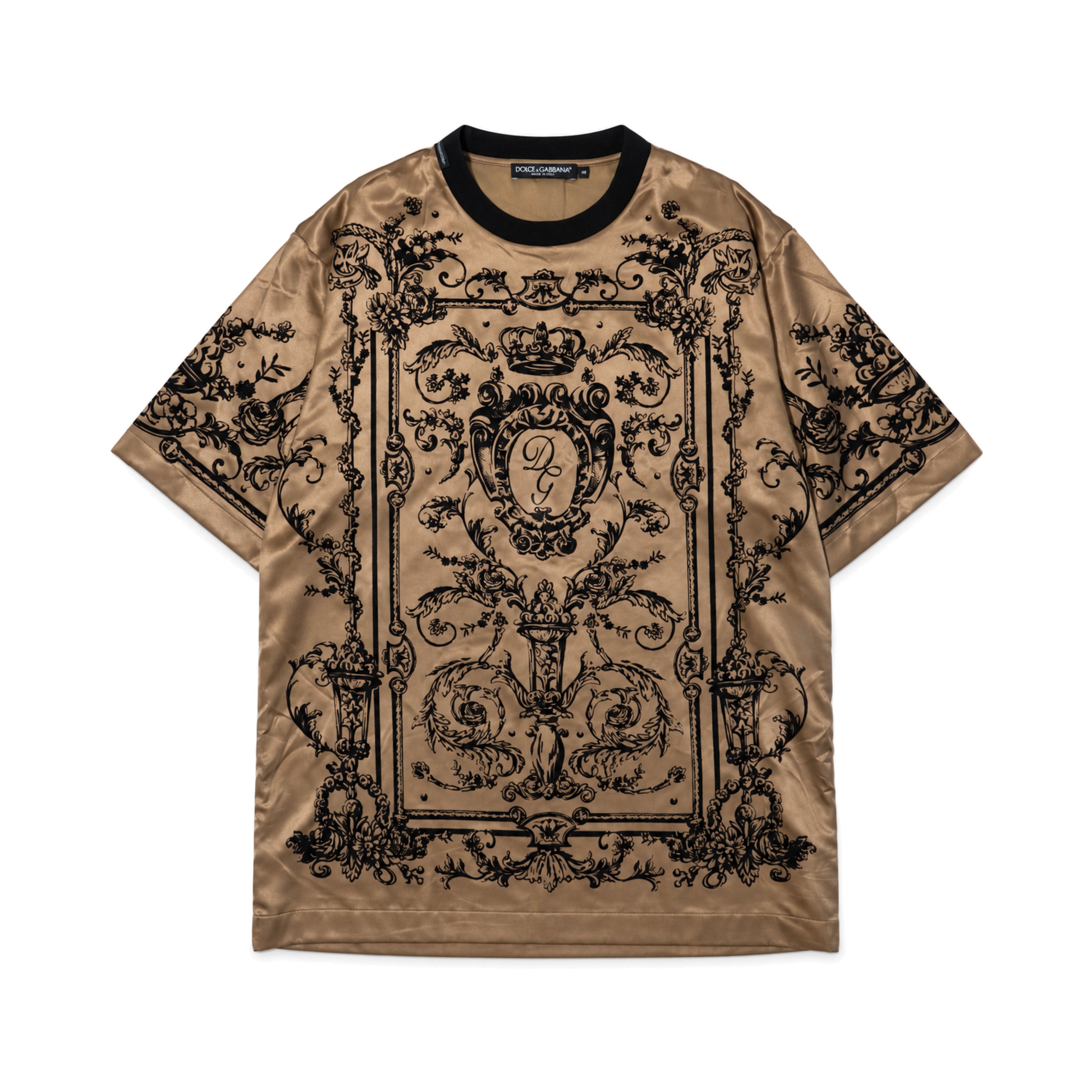 Dolce and Gabbana Tan Black Printed T Shirt front