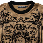 Dolce and Gabbana Tan Black Printed T Shirt label detail