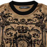 Dolce and Gabbana Tan Black Printed T Shirt label detail