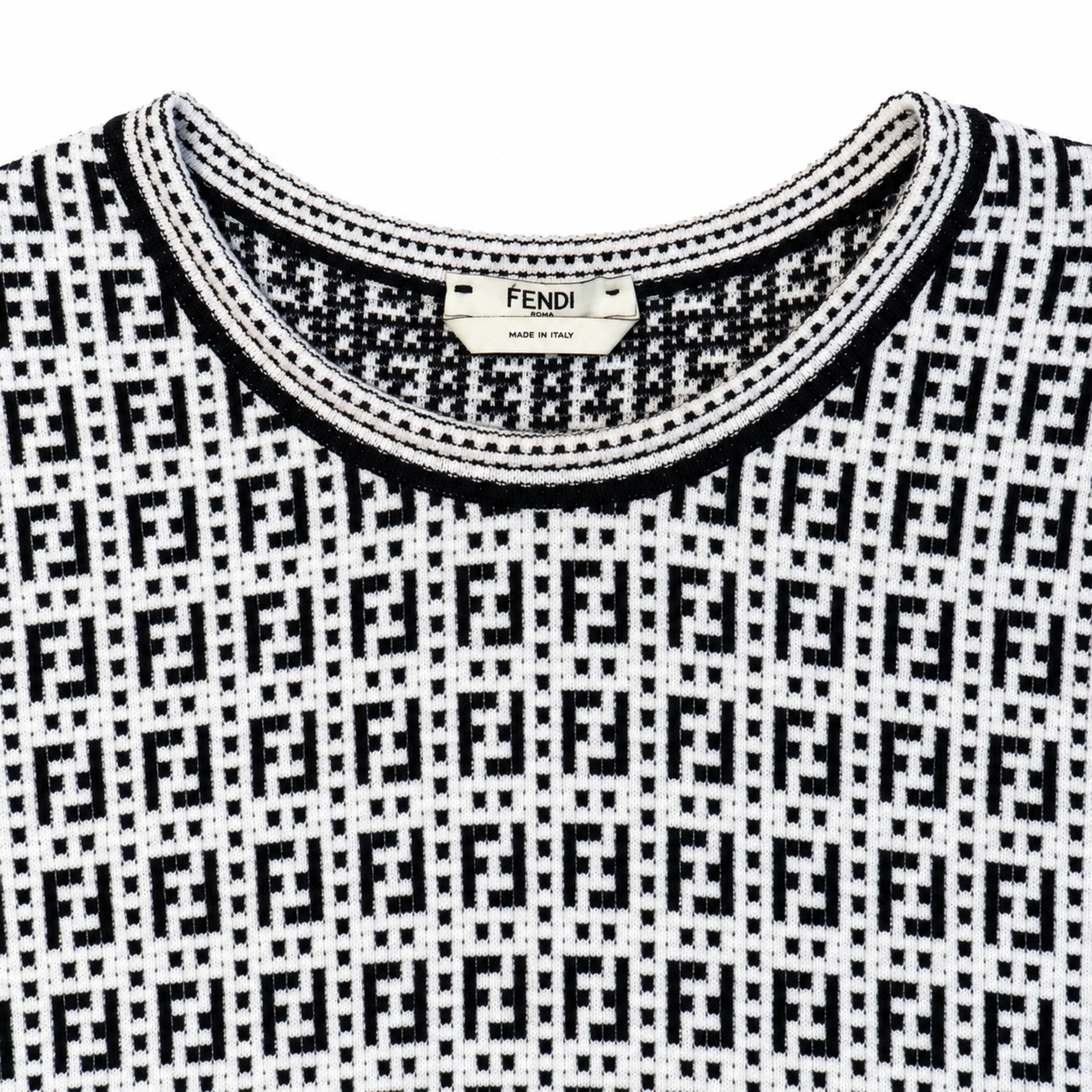 Fendi Black White Monogram Dress label detail