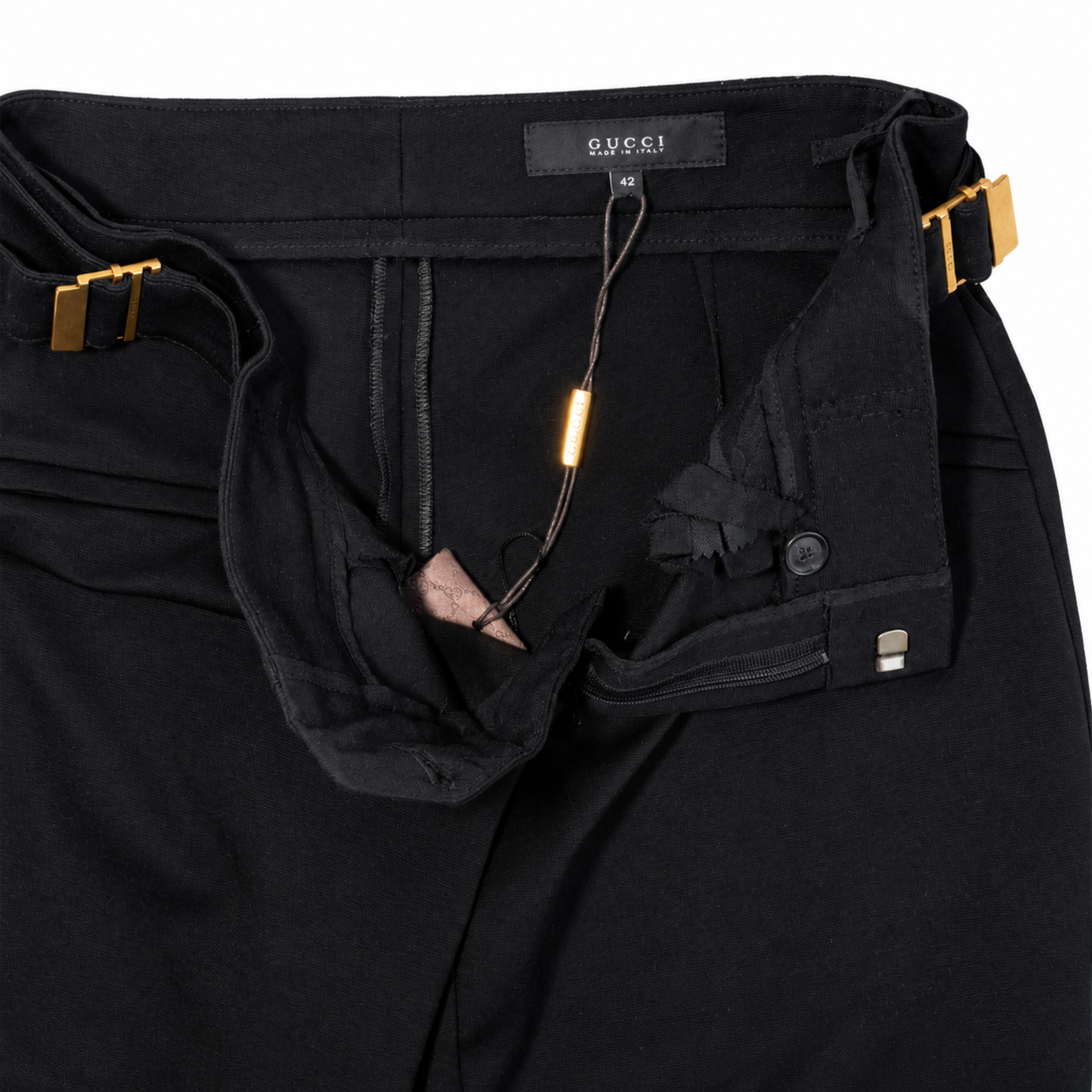 Gucci Black Trousers label detail