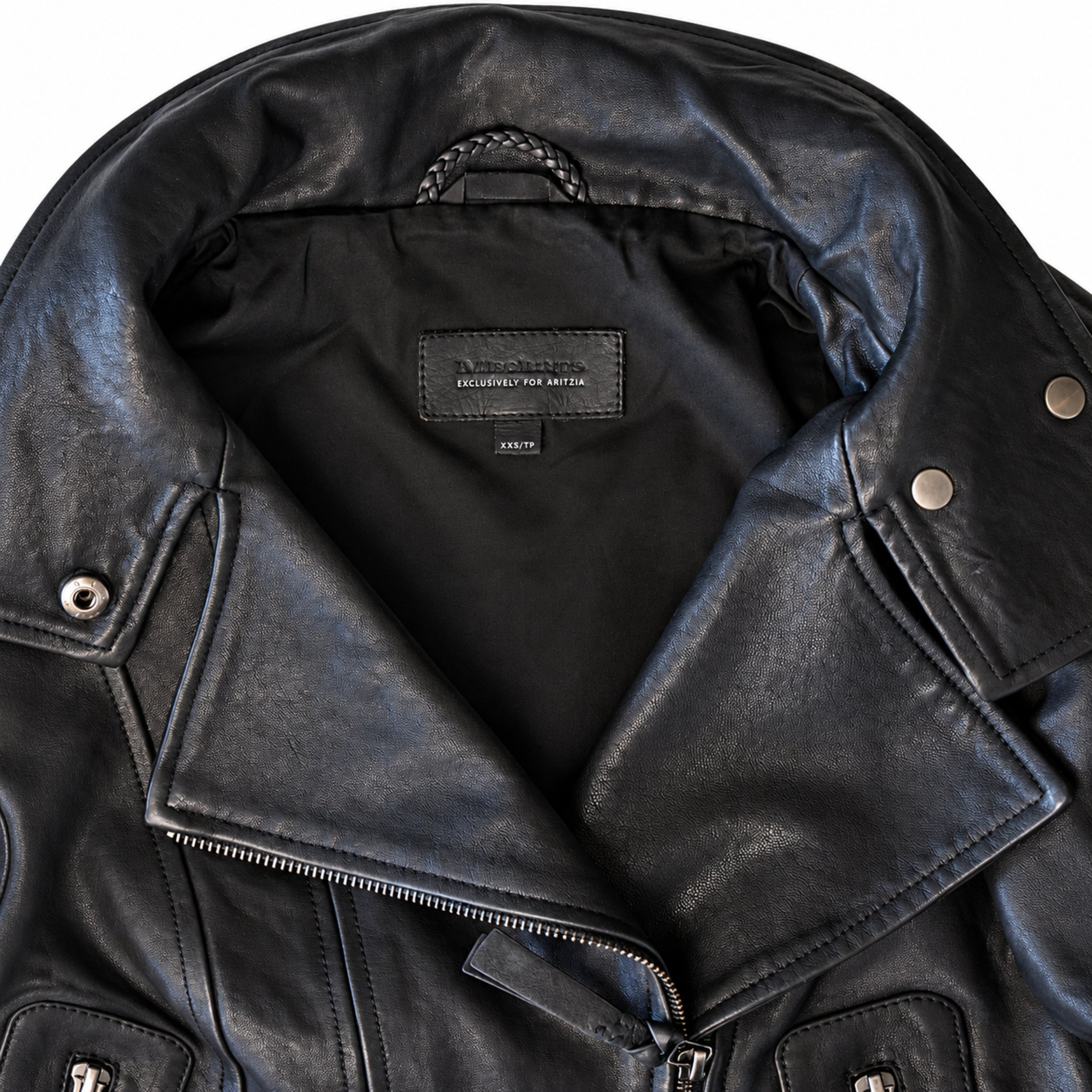 Mackage Black Leather Jacket label detail