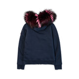 Moose Knuckles Navy Pink Fur Jacket back