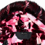Moose Knuckles Navy Pink Fur Jacket label detail